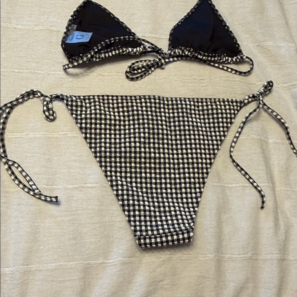 BNWT hunza G Gingham Seersucker Sabrina Bikini set - Picture 6 of 8